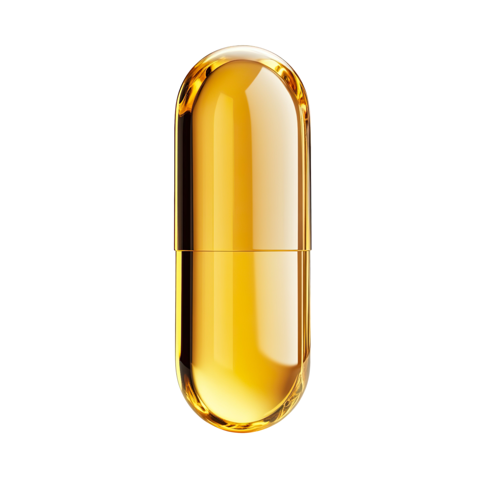 Golden Gel Capsule isolated on transparent background png