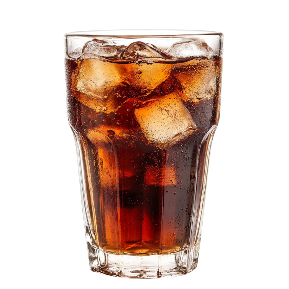 Glass of Cola with Ice Cubes isolated on transparent background png