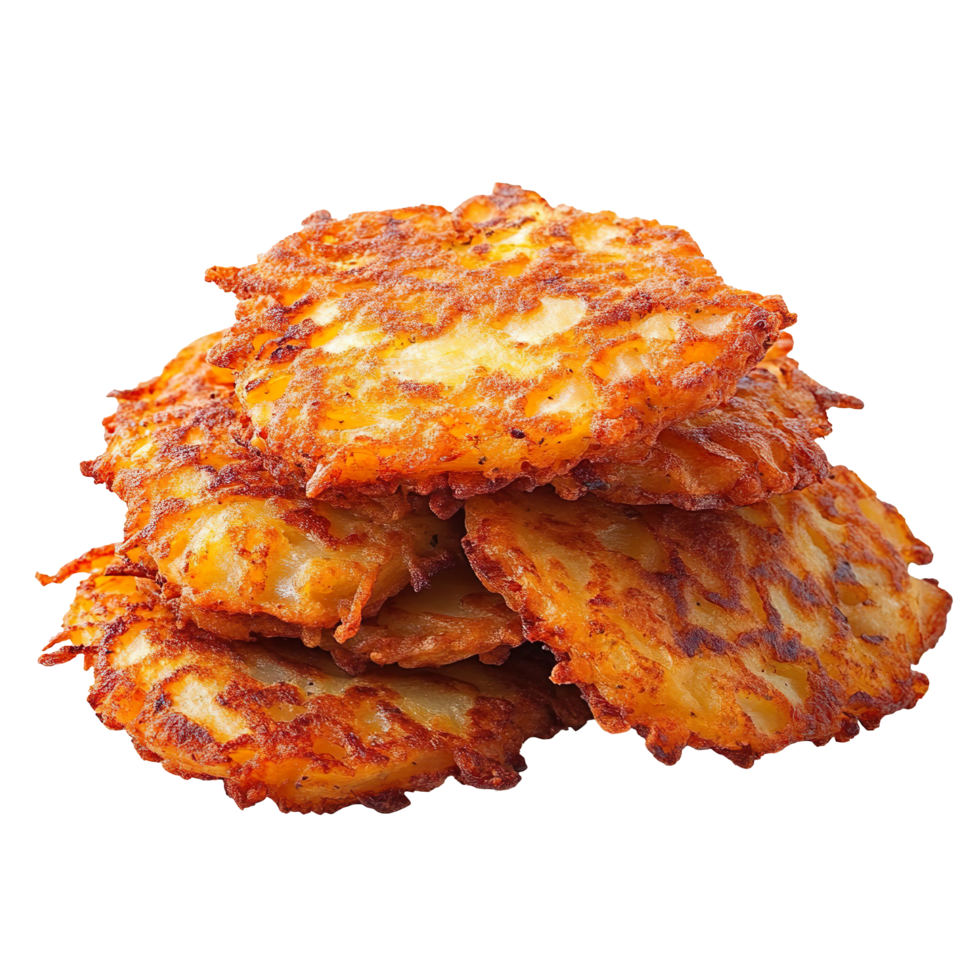 Fried Potato latkes isolated on transparent background png