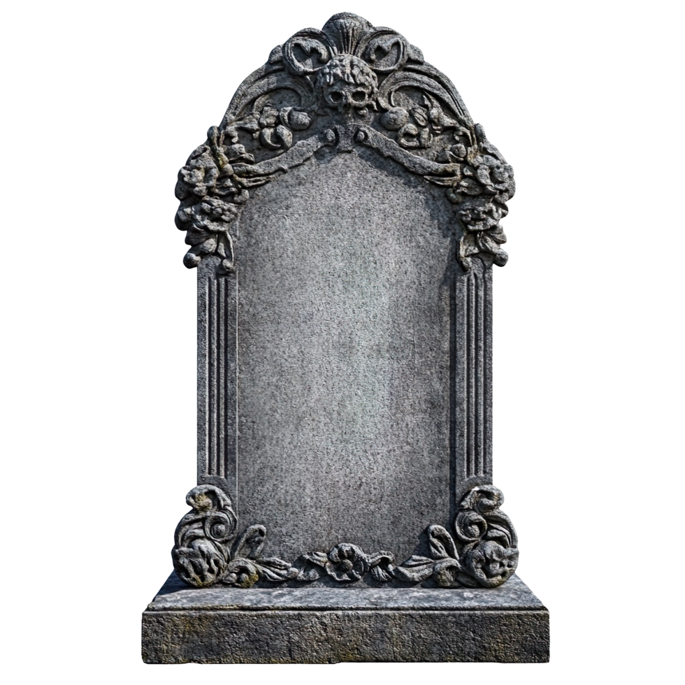 Empty old tombstone isolated on transparent background png