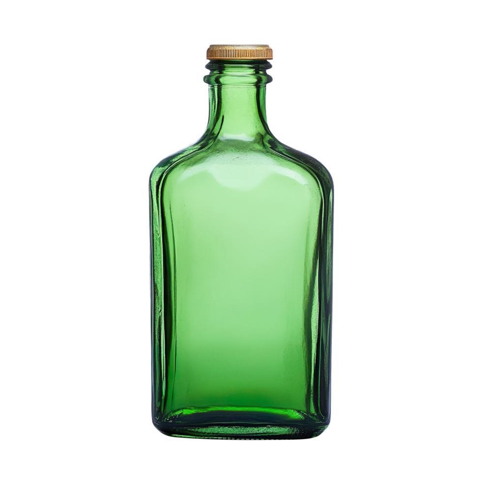 Empty green glass bottle isolated on transparent background png