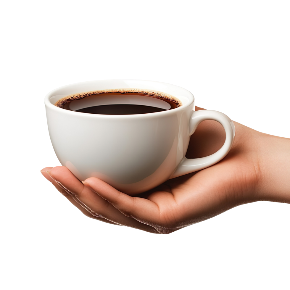 Hand holding a coffee cup isolated on a transparent background png