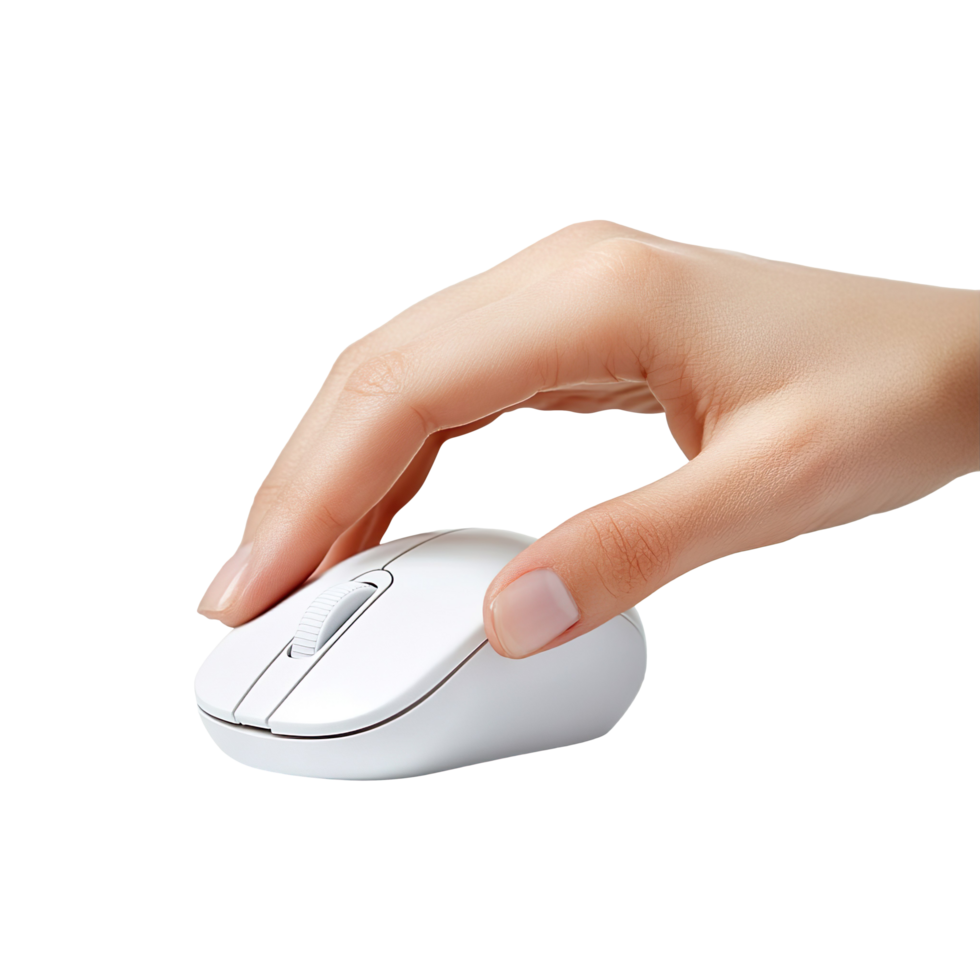 Hand clicking on computer mouse isolated on transparent background png