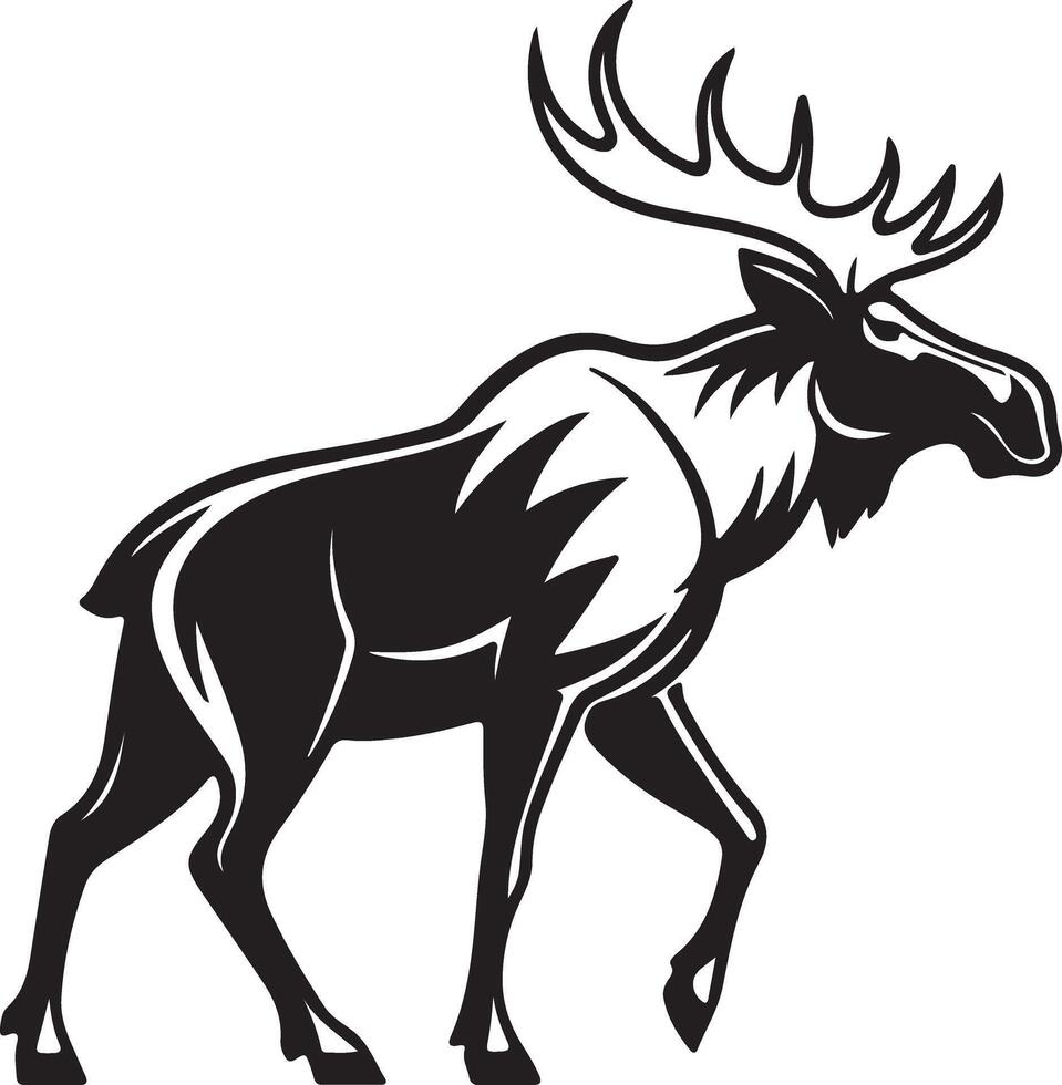 Majestic Moose in Black and White A Striking Illustration of a Wild Animal Walking in its Natural Habitat vector