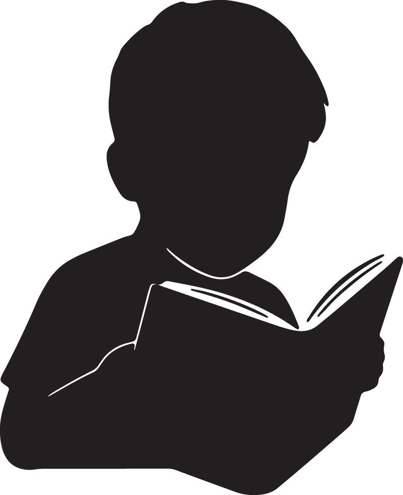Child Immersed in Reading a Book, Silhouette Illustration, Peaceful Atmosphere, Educational Concept - Professional digital artwork with vibrant colors and detailed composition vector