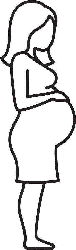 Serene Pregnant Woman Silhouette A Simple Line Drawing of Expectant Motherhood, Conveying Peace and Joy vector