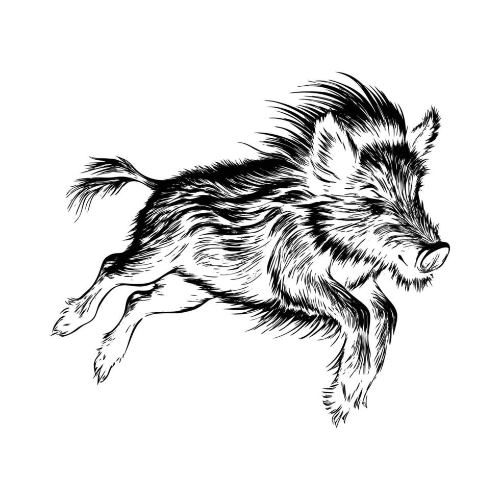 Leaping wild boar silhouette vector