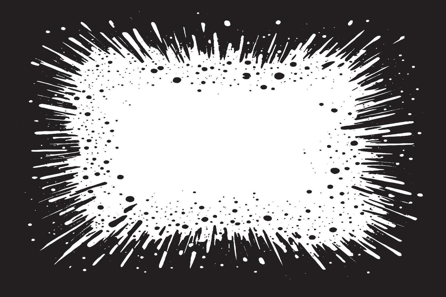High-contrast ink splatter frame with a bold grunge aesthetic. Ideal for posters, album art, flyers, or social media. Perfect for edgy designs, urban art, and striking visual compositions. vector