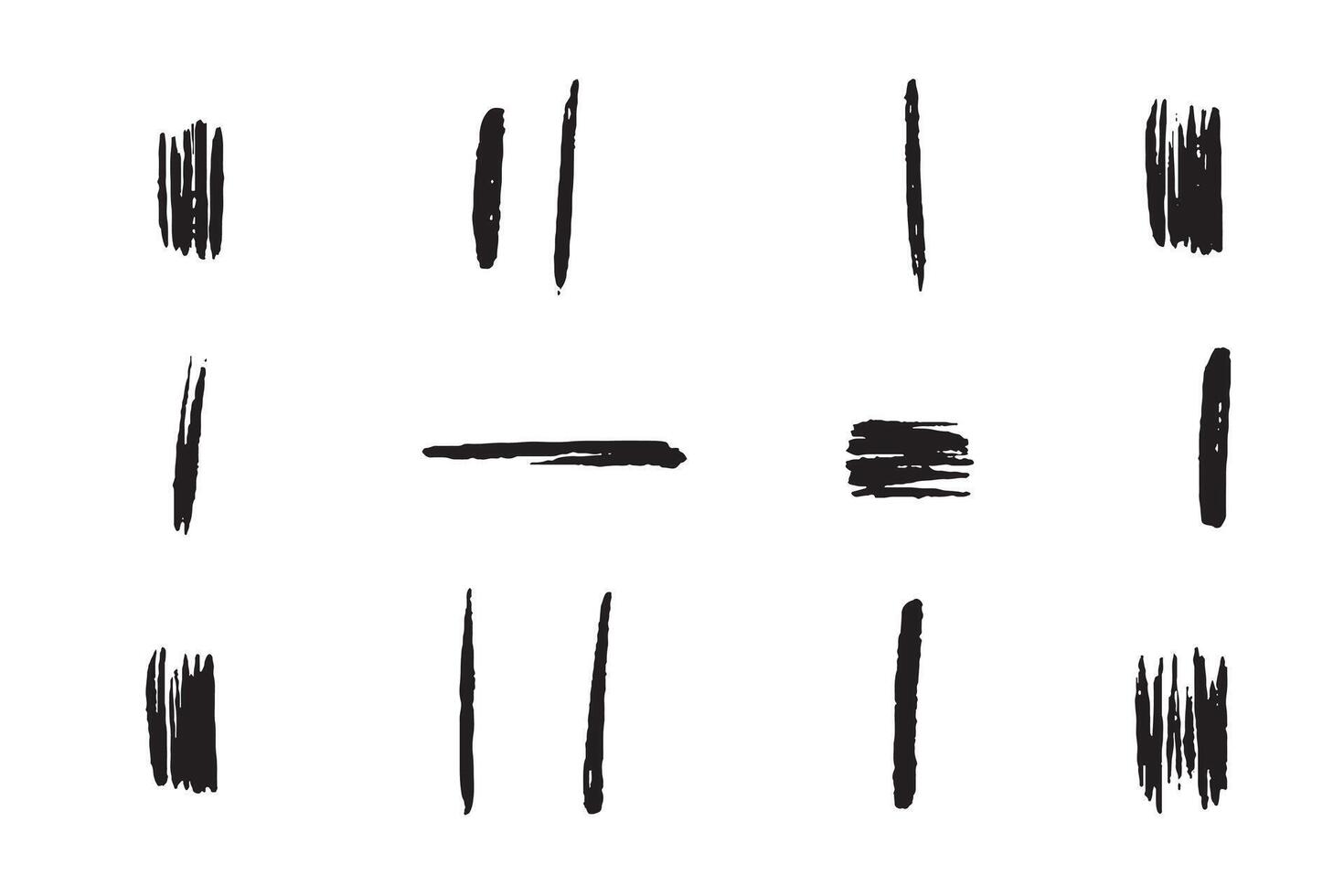 Set of abstract hand-drawn black ink brush strokes. Ideal for graphic design, textures, highlights, and art. High-resolution clipart elements for creative digital or print media use. vector
