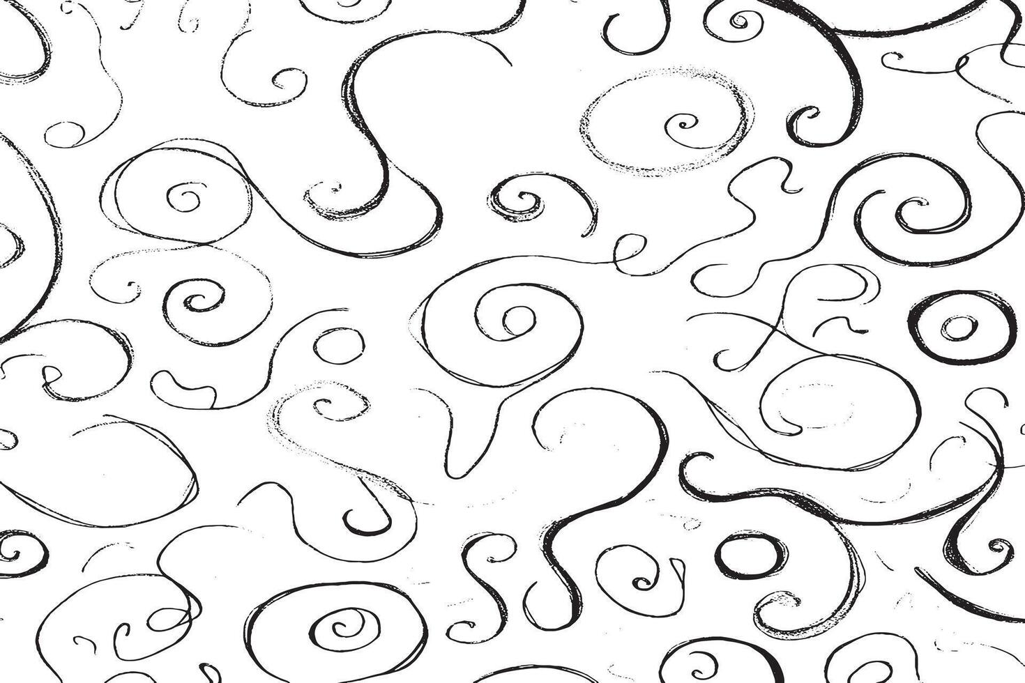 Download this seamless black and white swirl pattern with hand-drawn spirals. Perfect for abstract art, wallpapers, digital papers, and modern textile or graphic design backgrounds. vector