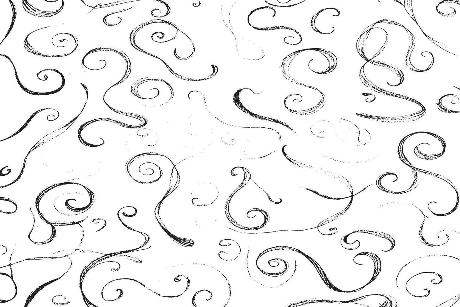 High-resolution seamless swirl pattern with hand-drawn black lines on white. Ideal for backgrounds, prints, digital art, textiles, and branding. Perfect for artistic and elegant design themes. vector