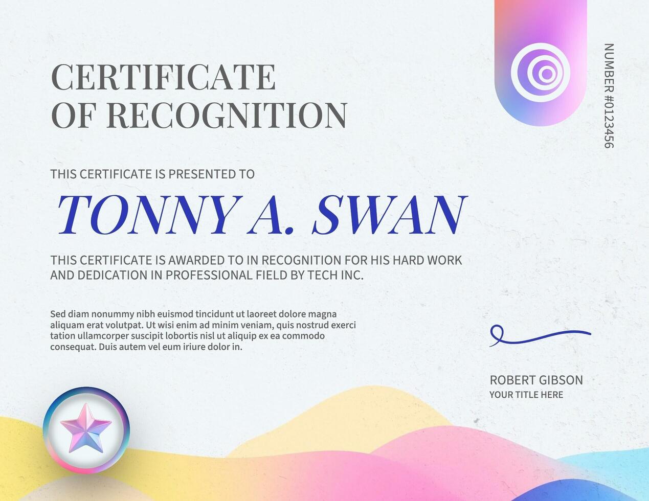 Gradient Certificate Recognition Template