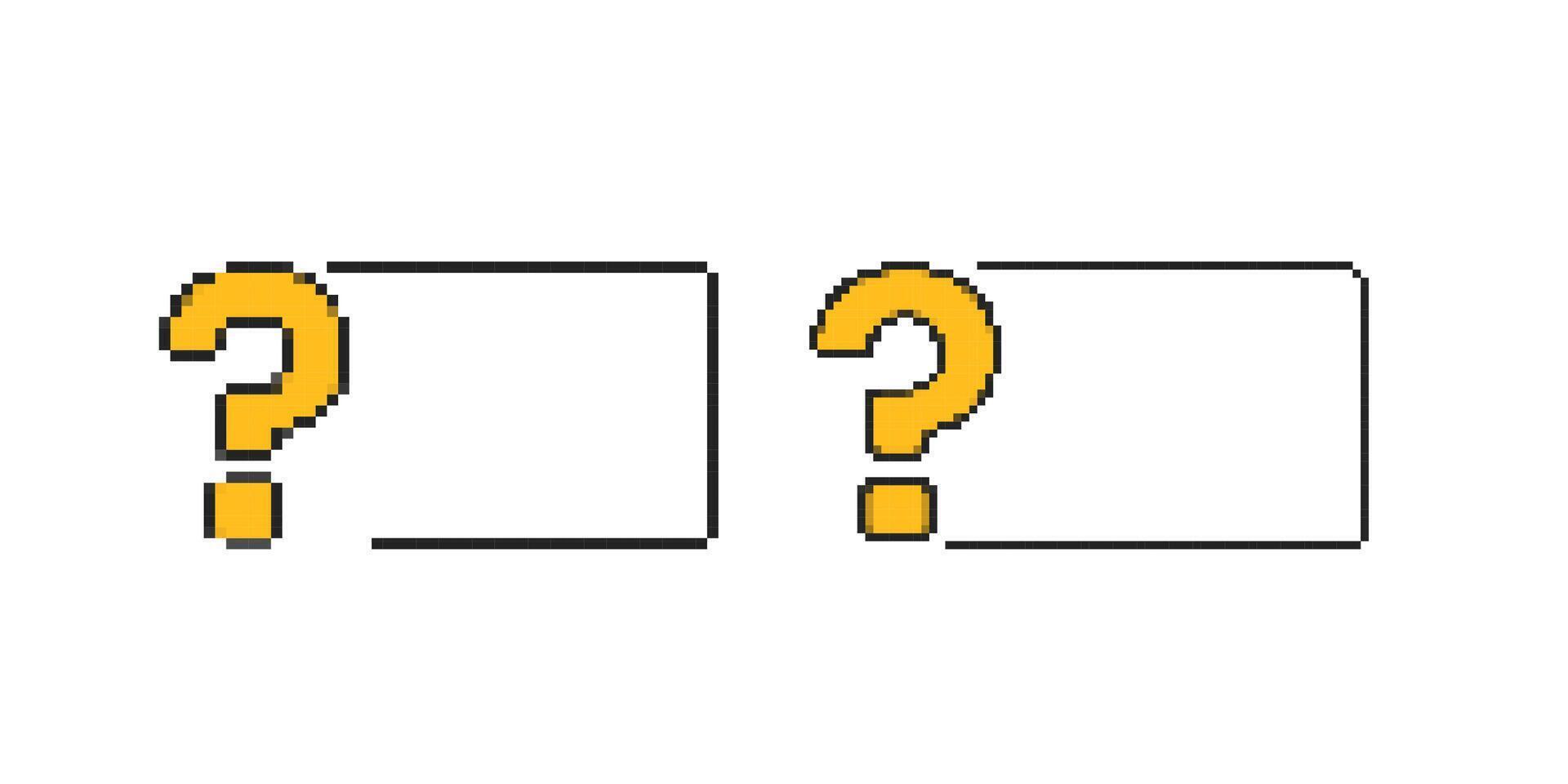 Mosaic pixel icons with yellow question marks in outlined boxes vector