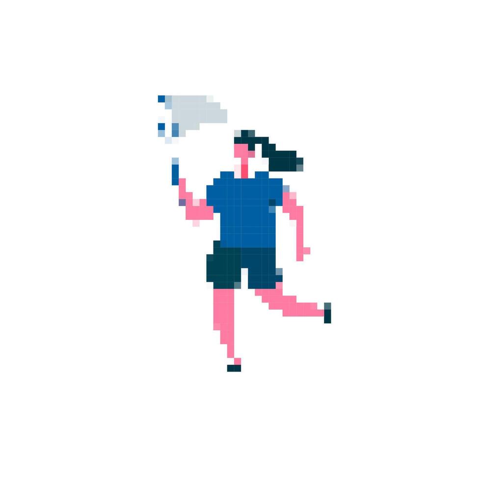 Mosaic style running person with net pixel art depiction reflecting movement and action vector