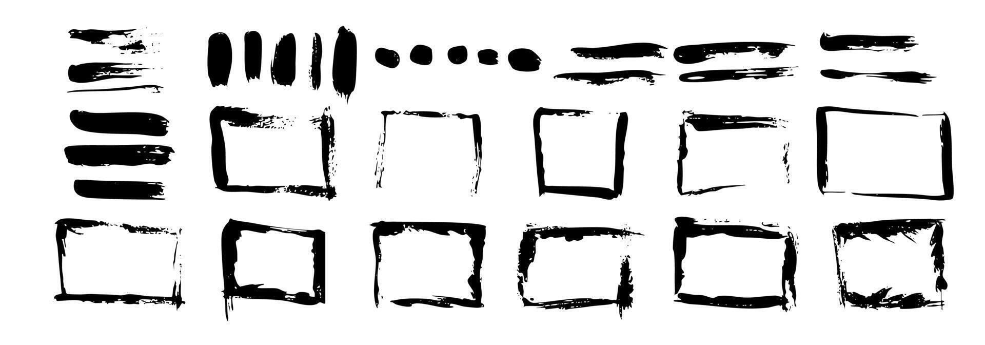 Hand-drawn frames and brush strokes for creative annotation and decoration vector