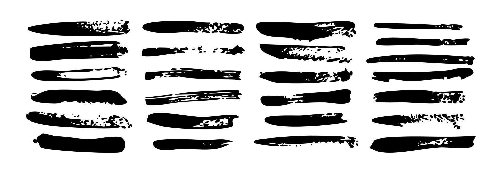 Hand drawn brush stroke set with various shapes for creative design projects vector