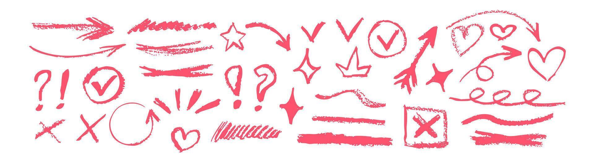 Hand-drawn doodle elements for creative annotation and decorative use in designs vector