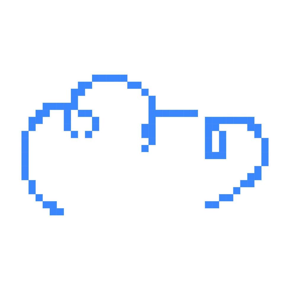 Mosaic pixel cloud icon with retro pixelated design in blue tones and simple style vector