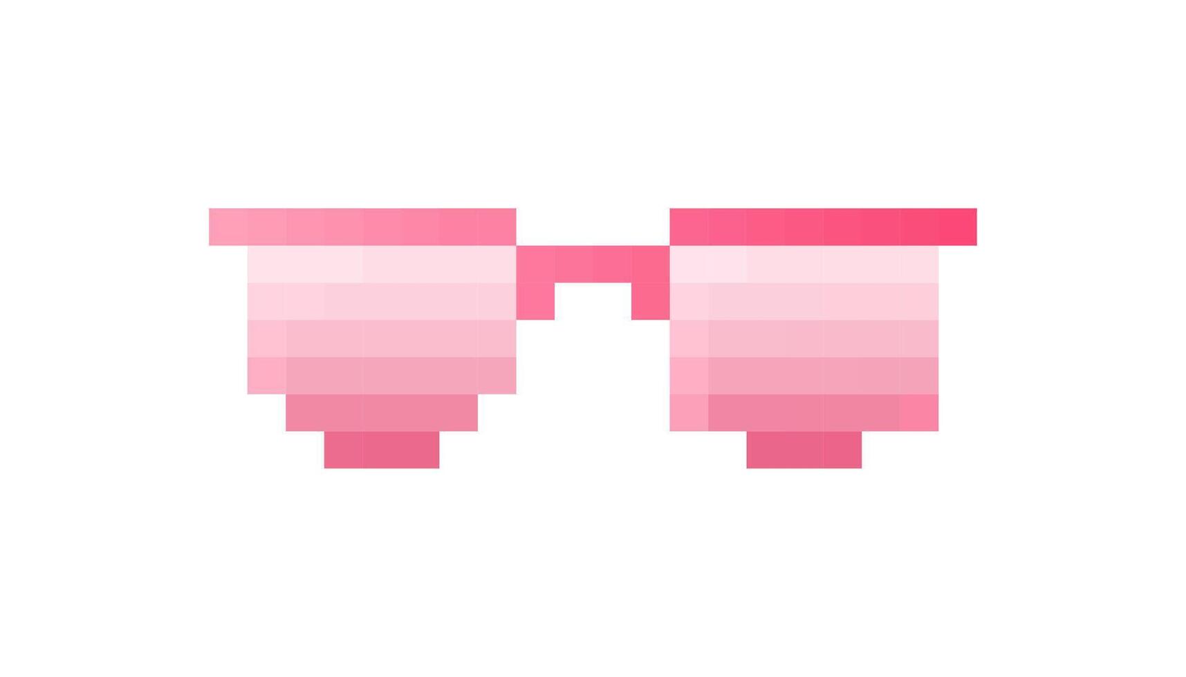 Mosaic pixel art pink glasses with retro 8 bit style and playful design elements vector