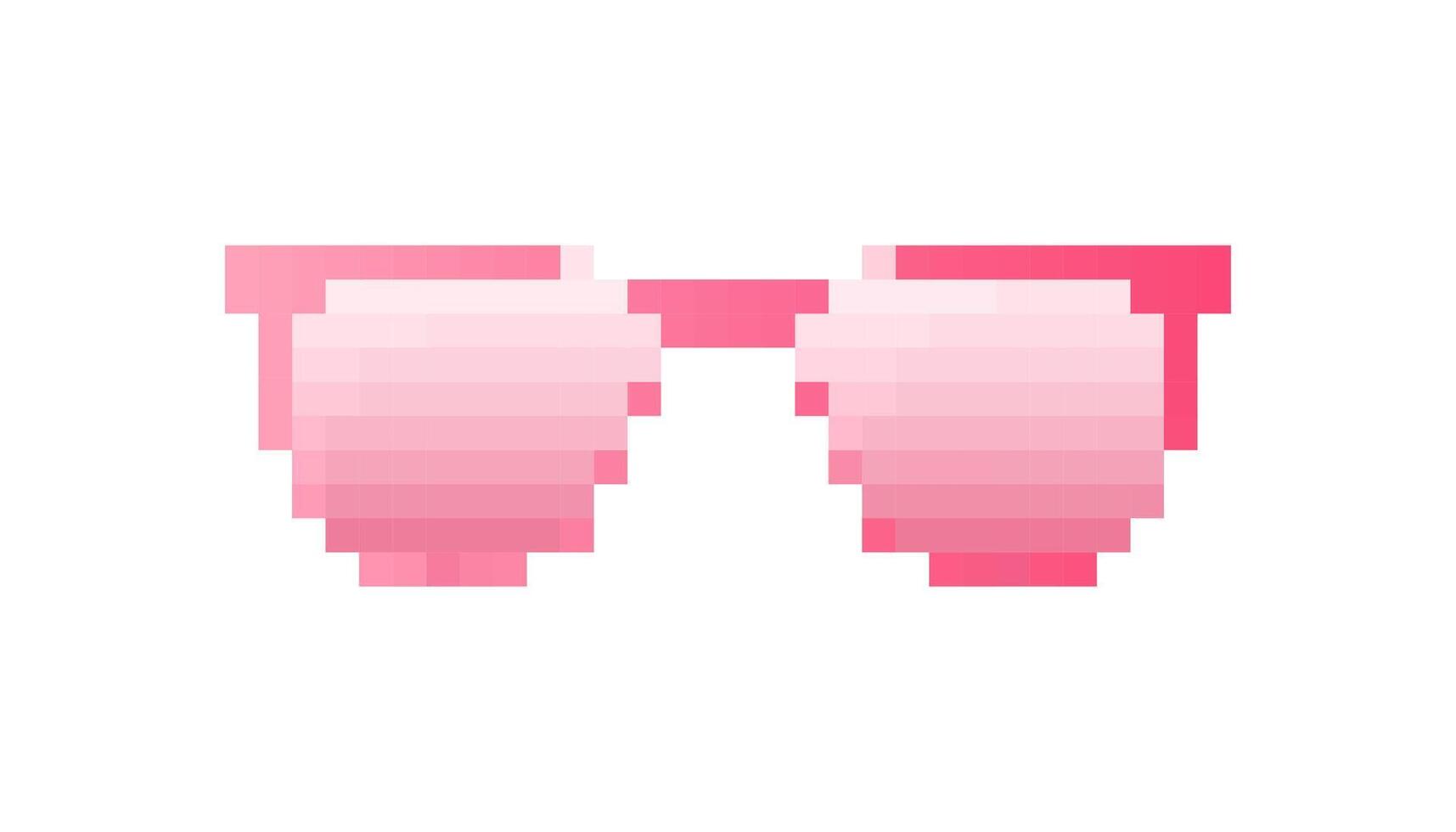 Mosaic pixel art pink glasses depicted in a retro 8 bit style with playful design elements vector