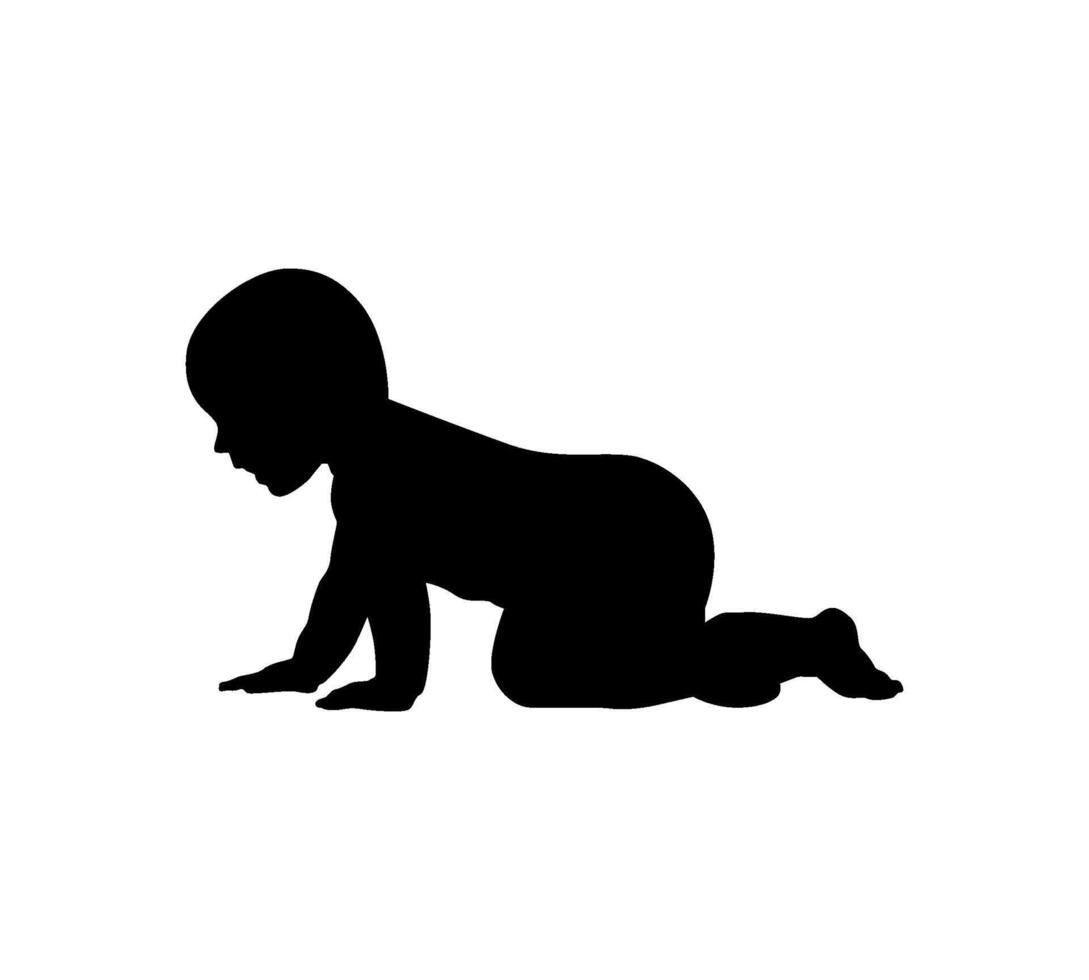 silhouette of crawling baby infant child vector
