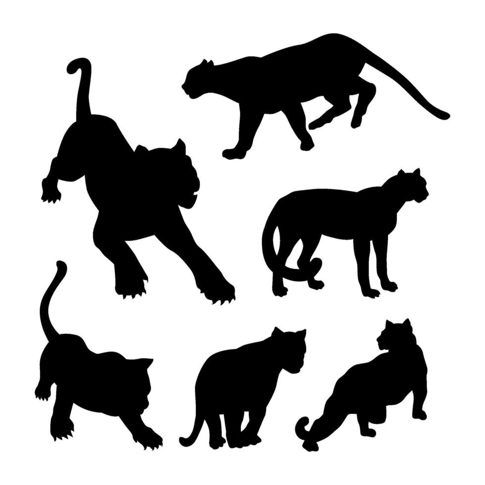 panther silhouette set design illustration vector