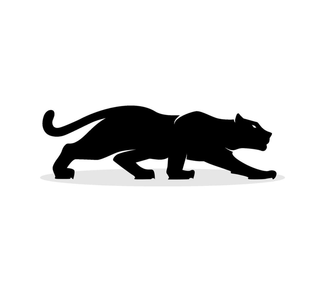 black silhouette of a stalking panther logo illustration vector