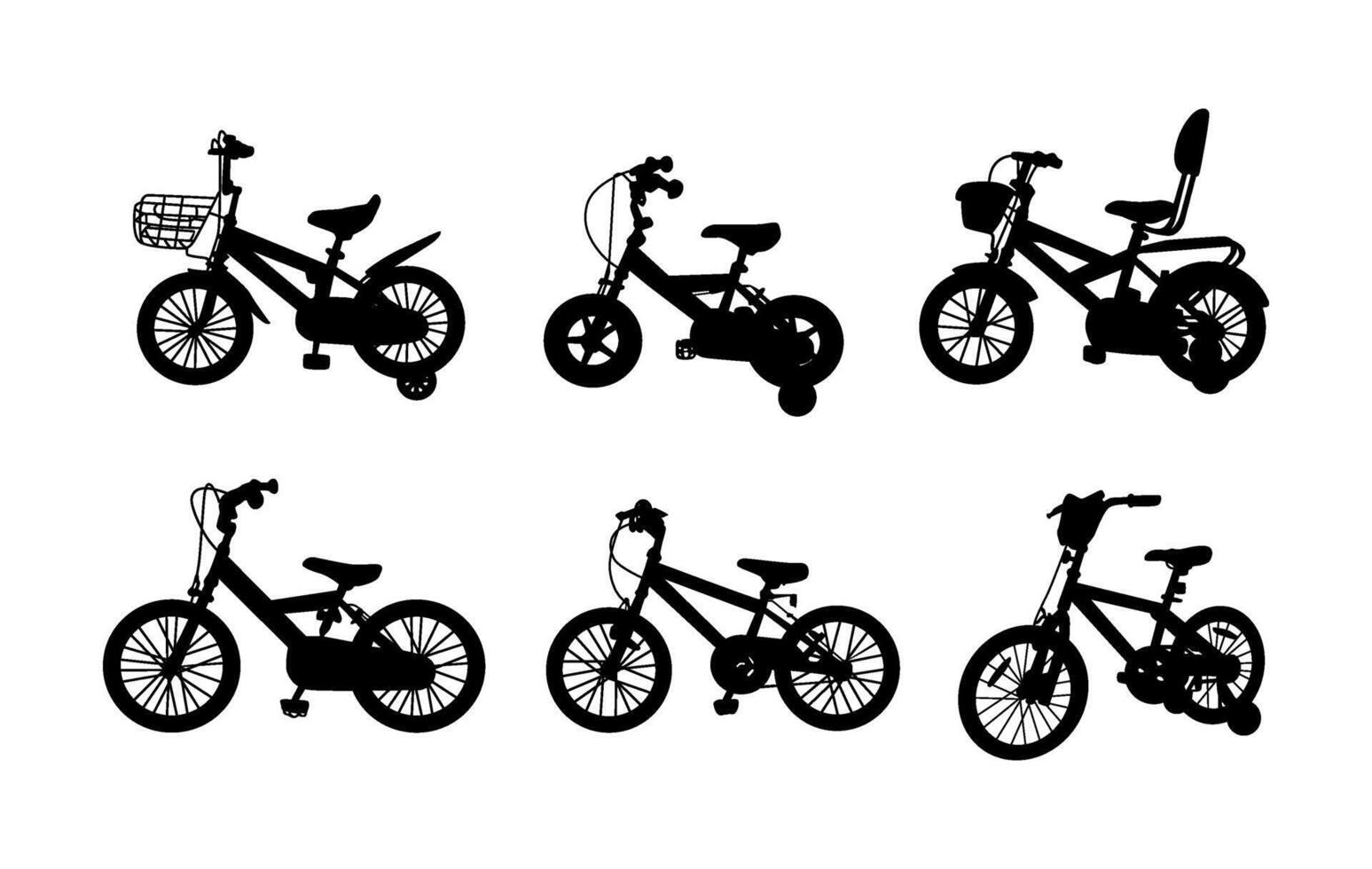 silhouette collection of kids bicycles vector