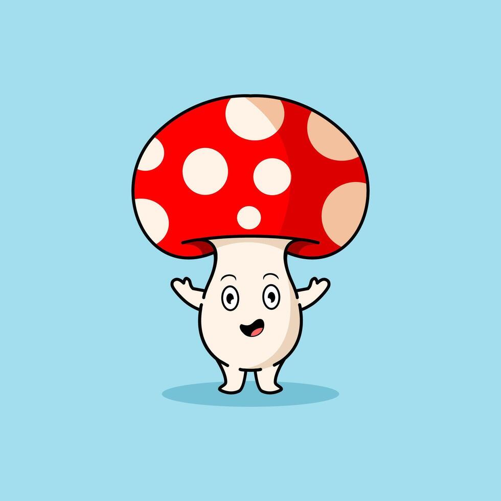 cute cartoon mushroom character smiling vector