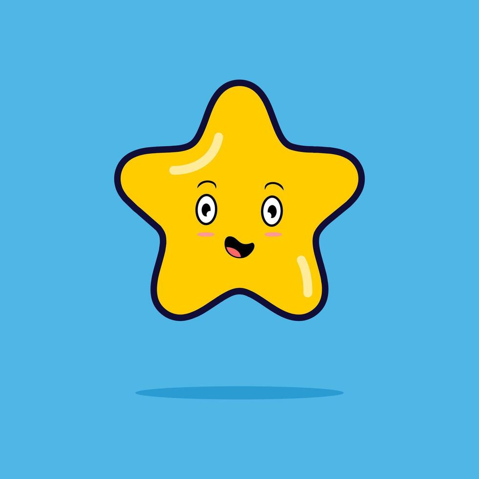 star cartoon character with happy face expression vector