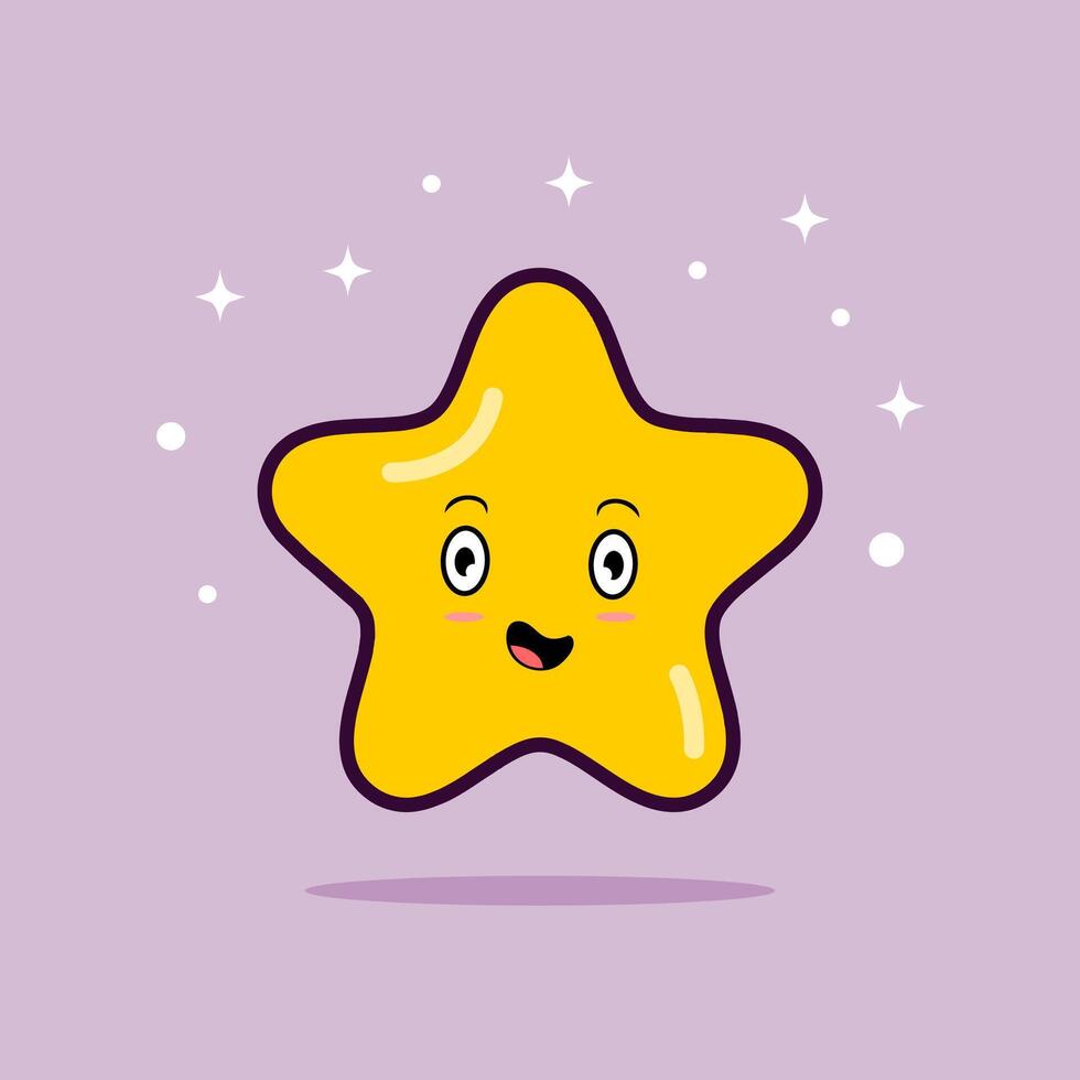 cute yellow star with a happy face vector