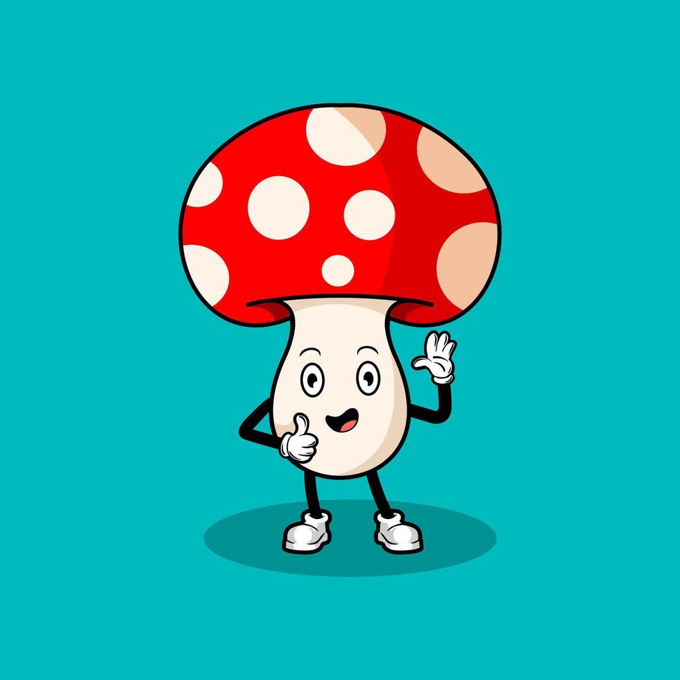 cute mushroom character cartoon illustration vector