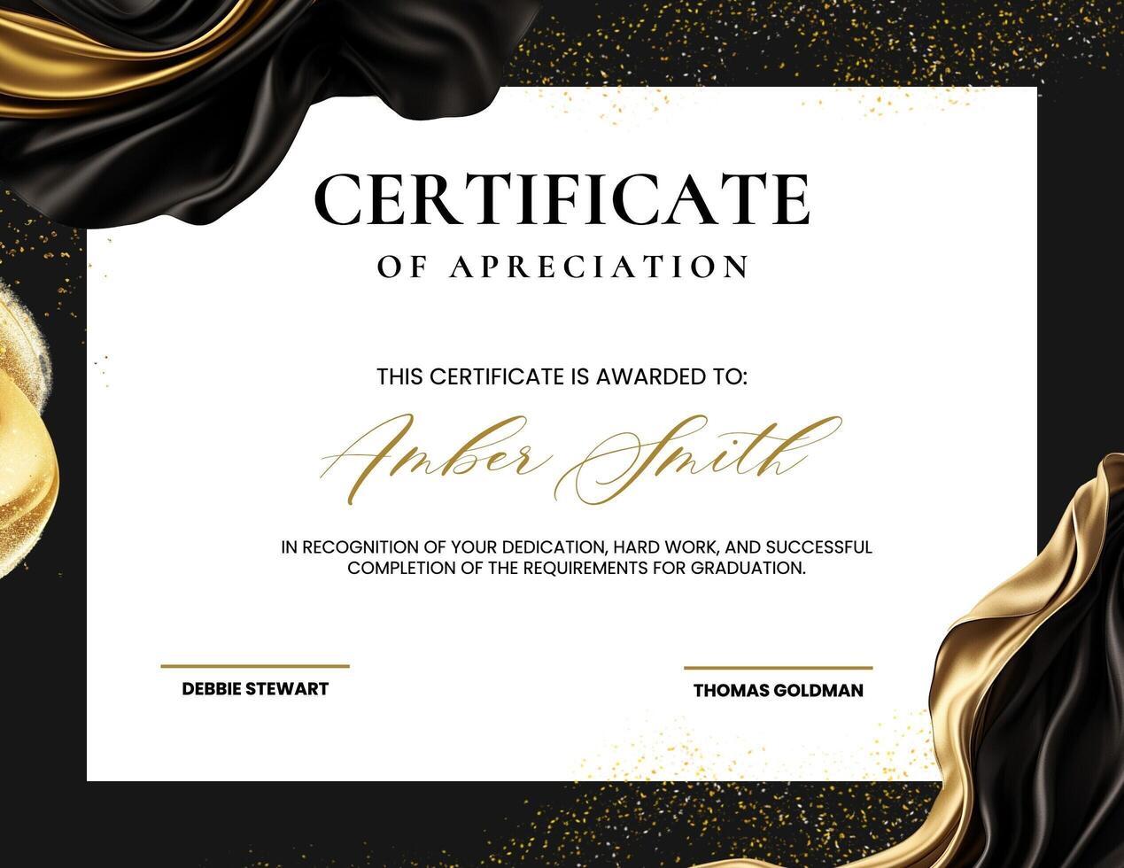 Black and Gold Participation Certificate template
