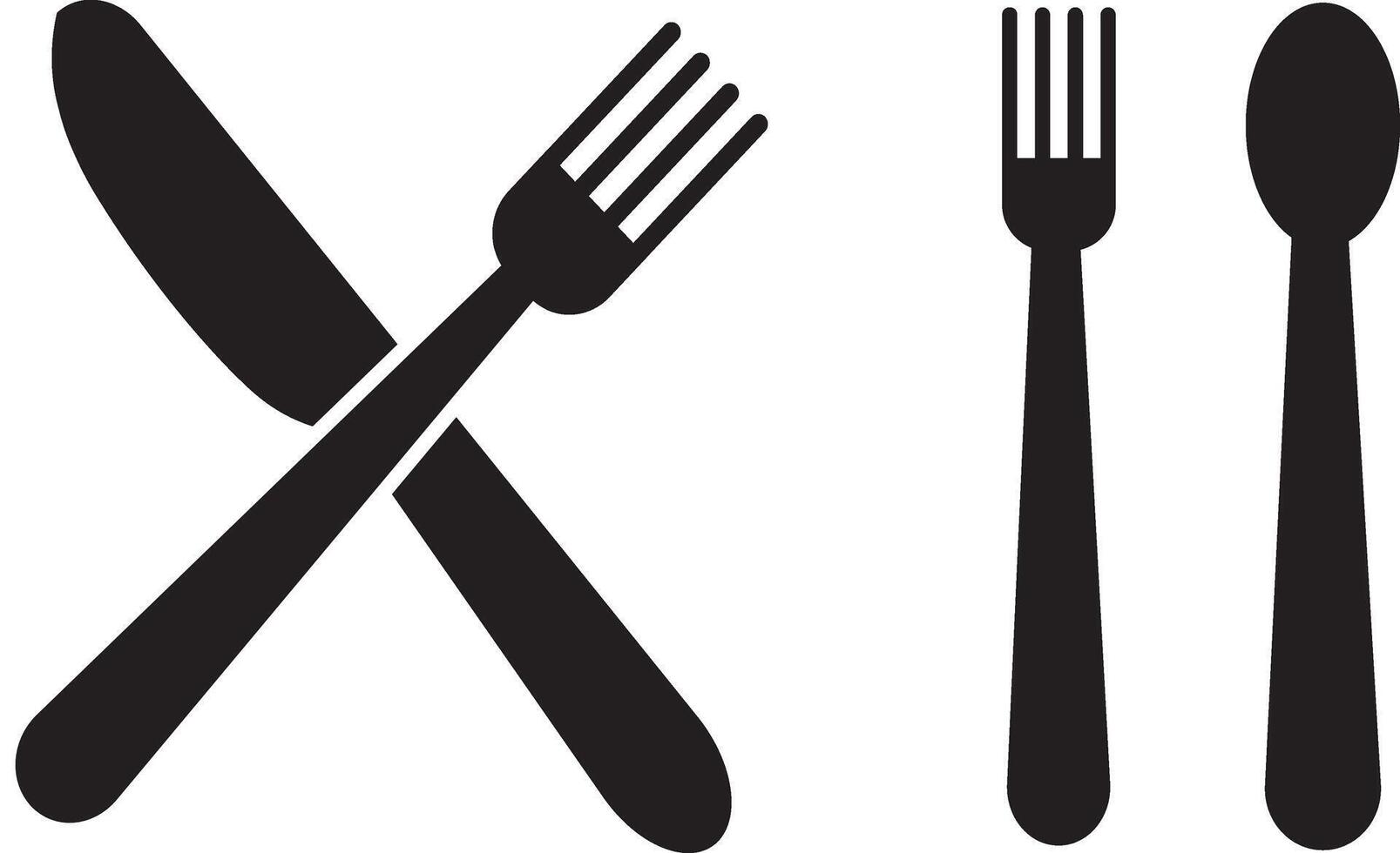 spoon and fork icon illustration. Flat Empty spoon.Menu button , vector