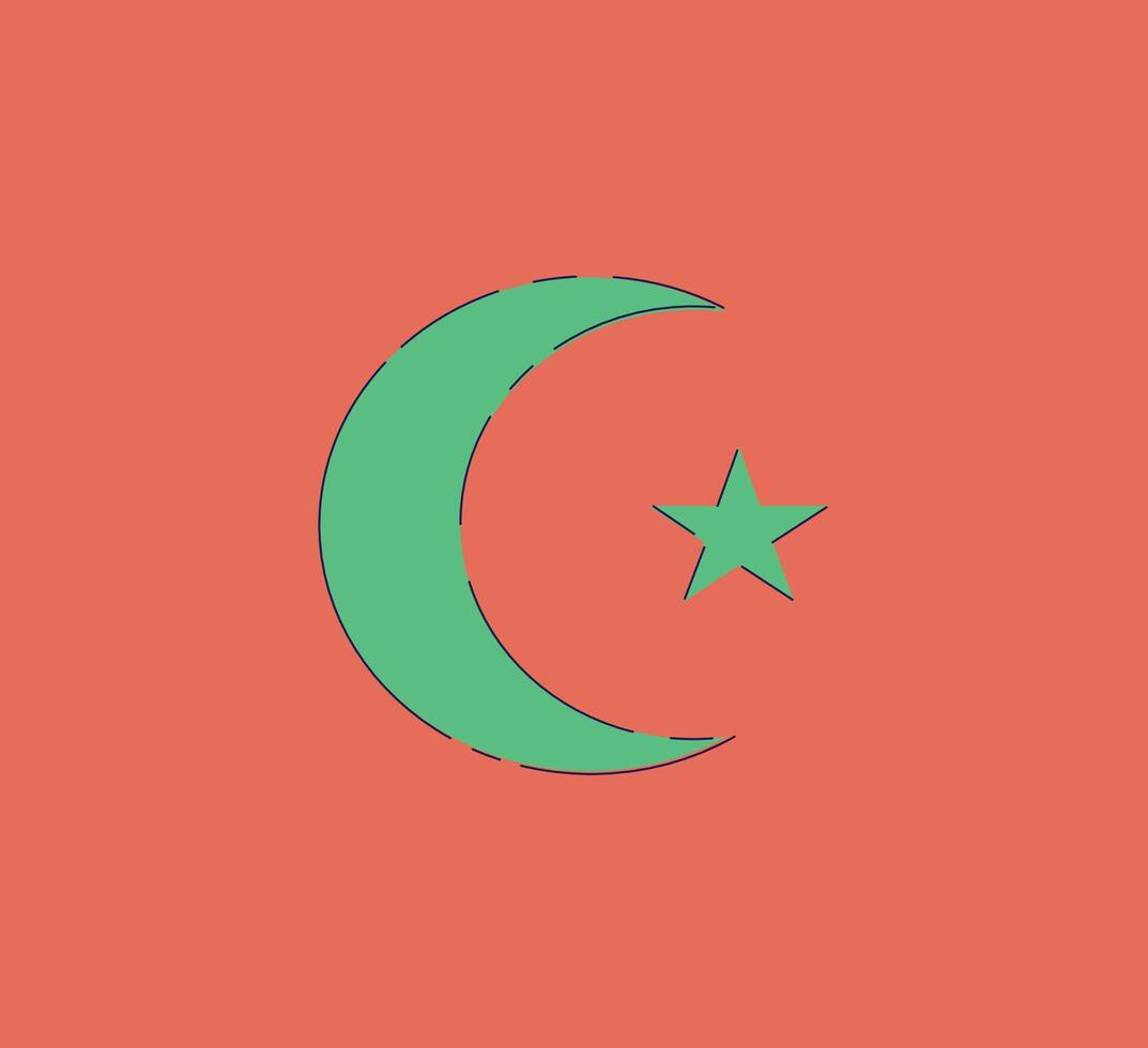 A Symbolic Crescent Moon and Star Designed Against a Vibrant and Colorful Background vector