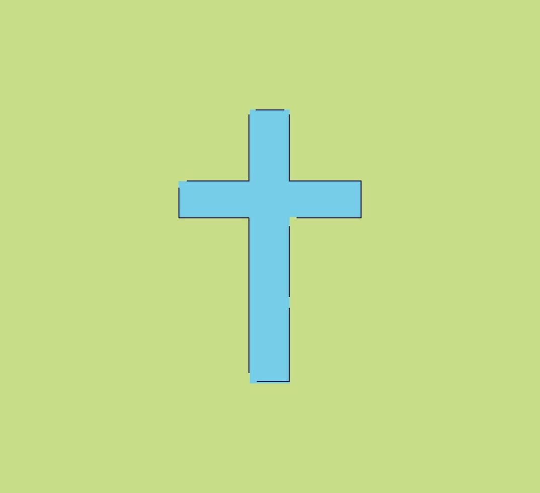 The image consists of a blue cross prominently displayed against a rich green background vector