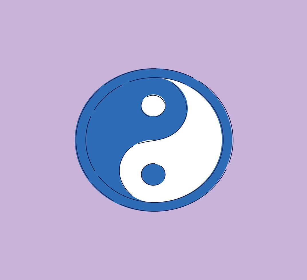 The Yin Yang Symbol is beautifully displayed on a calming purple background, enhancing its meaning vector