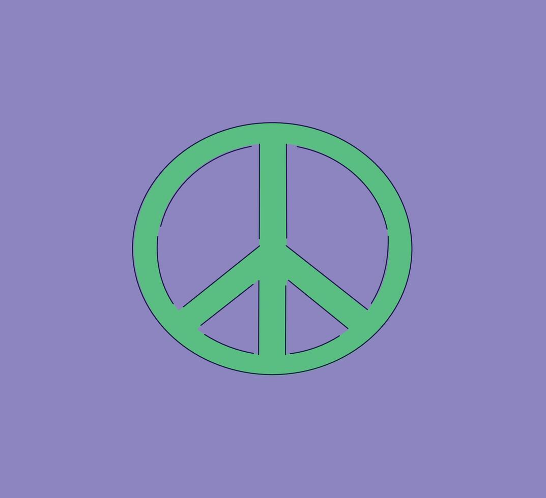 A visually appealing peace symbol set against a vibrant purple background for artistic purposes vector