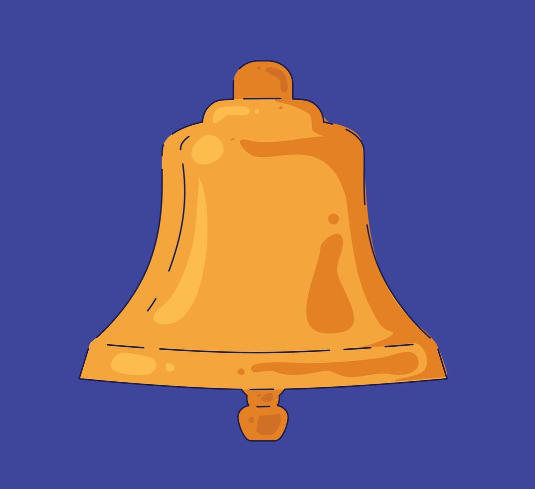 Stylized Illustration of a Golden Bell Set Against a Vibrant and EyeCatching Purple Background vector