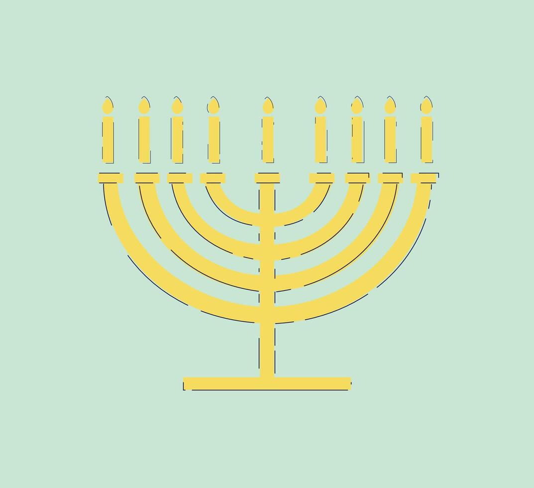 The Golden Menorah Symbol set against a Soft Green Background is truly eyecatching and striking vector