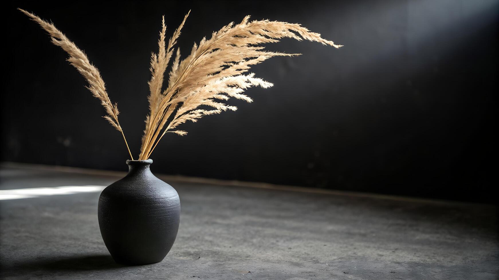 Elegant Pampas Grass in a Dark Vase Minimalist Home Decor photo