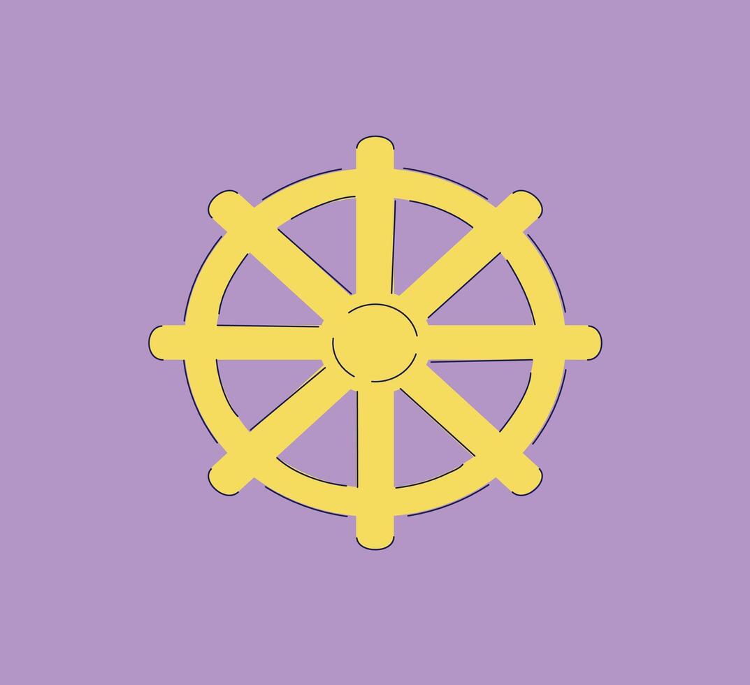 An Illustration of the Symbolic Wheel of Dharma, highlighting balance in Buddhism vector