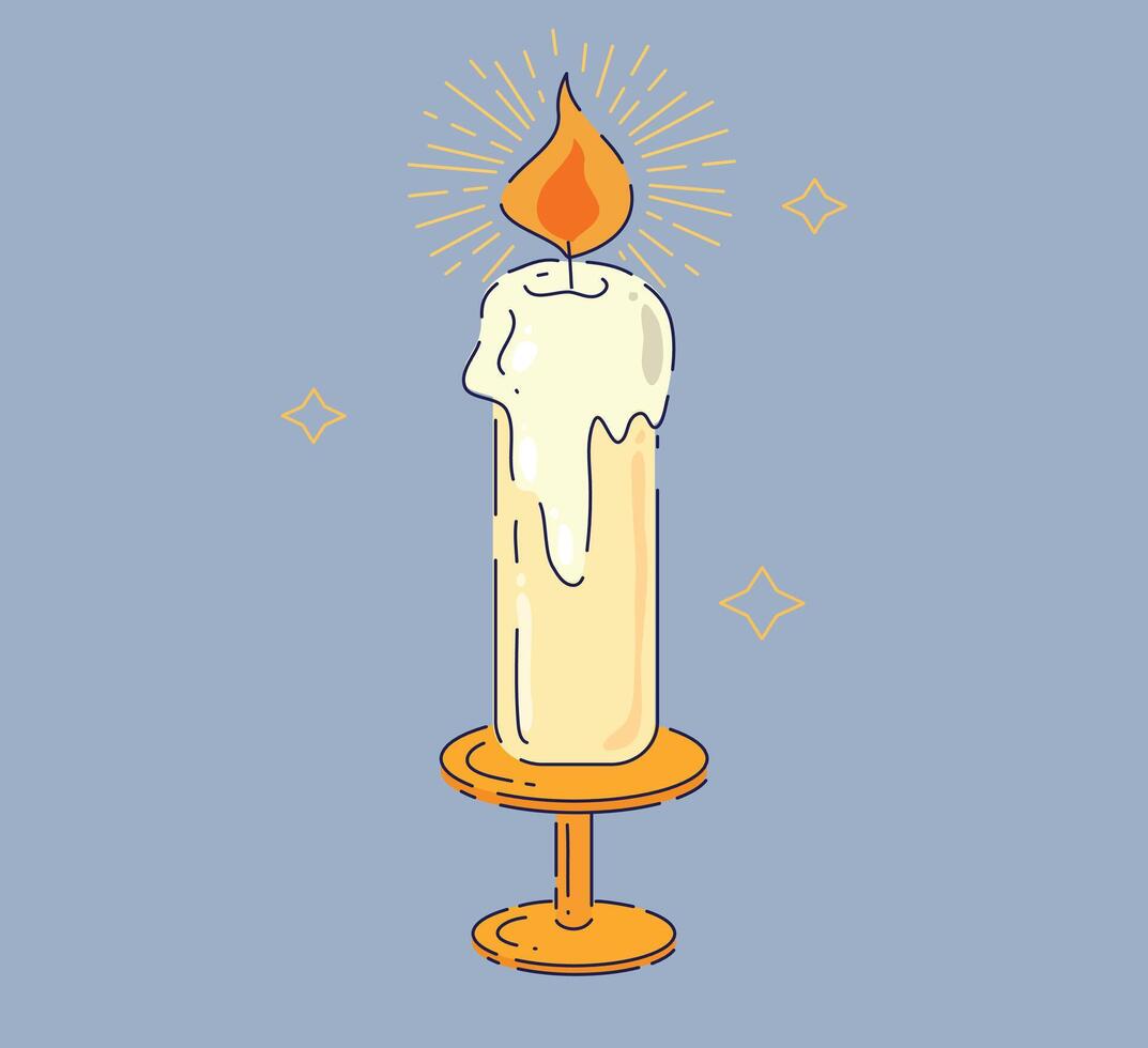 Candle with flame and warm glow vector