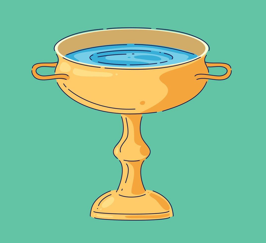 Golden cup filled with water vector