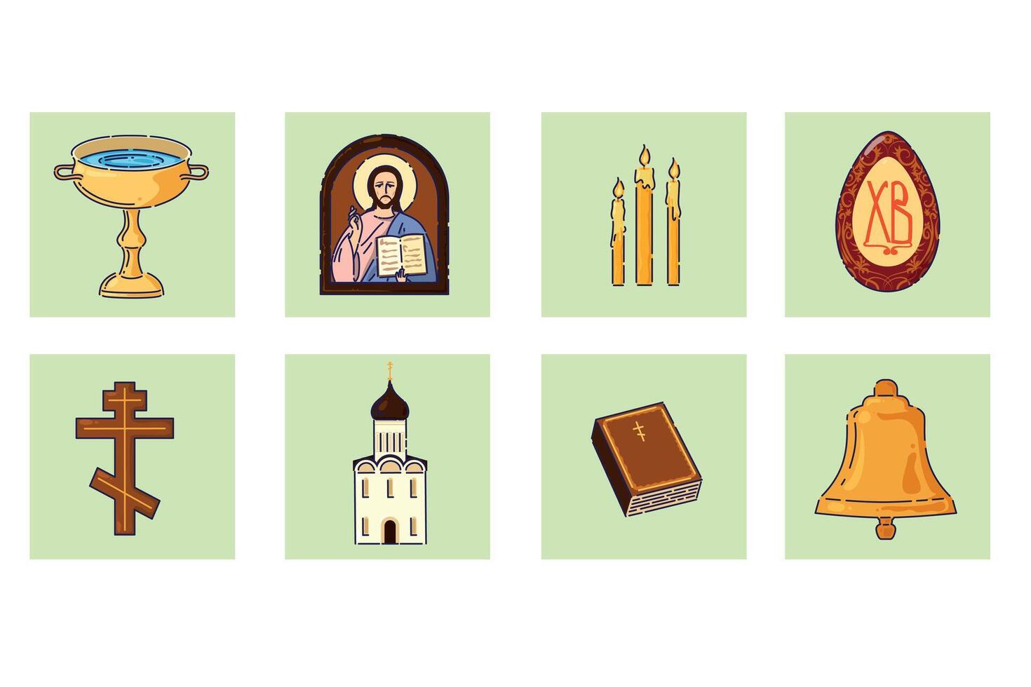 Collection of religious symbols and icons vector