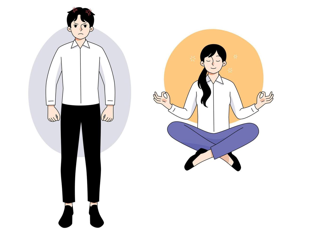 Angry person and serene person illustration vector