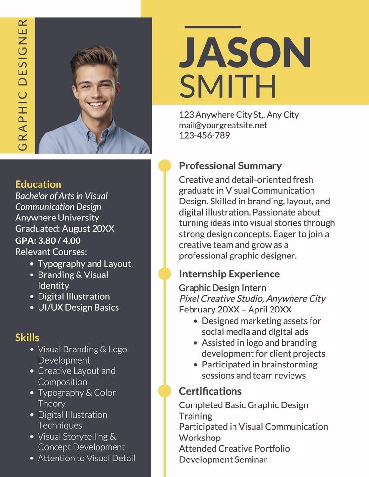 Fresh Graduate Graphic Designer Resume template