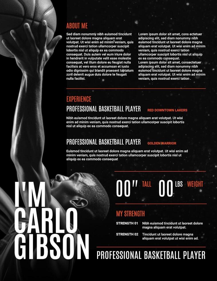 Black Orange Athlete Resume Template