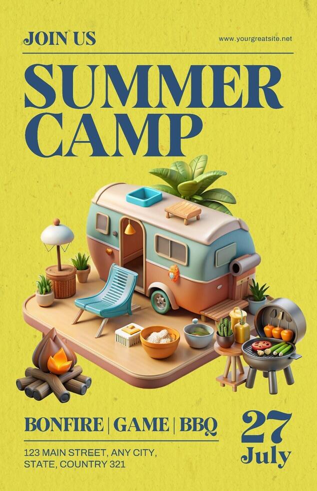 summer camp kids poster template design ideas