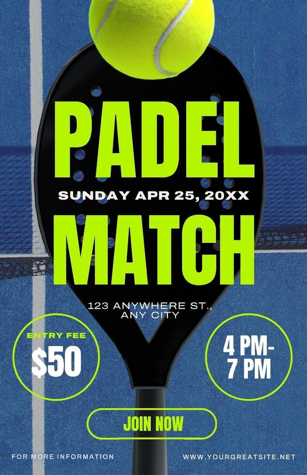 padel tournament announcement poster design template